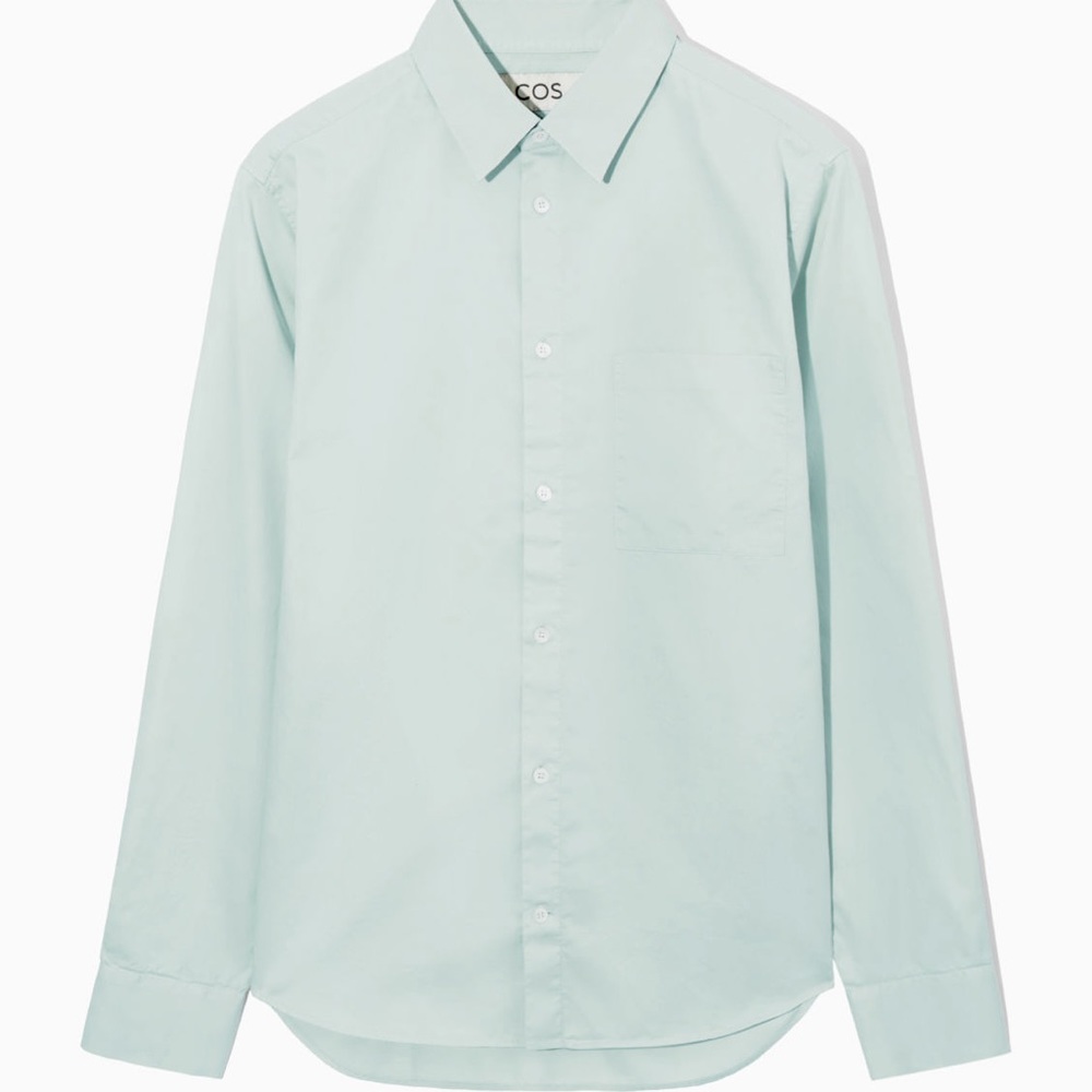 Lightweight turquoise button up shirt